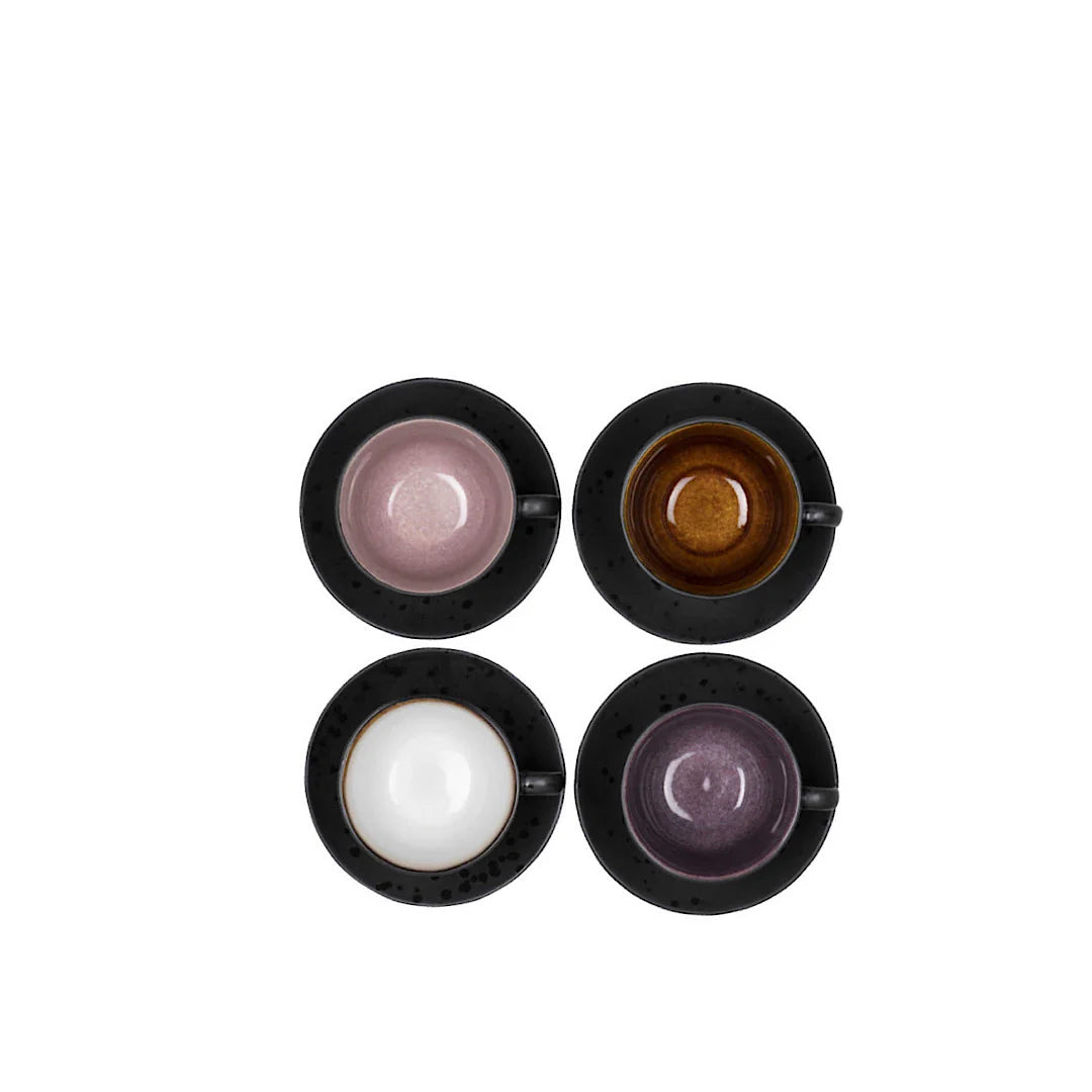 Bitz Living Stoneware Black Cup & Saucer 0.24 l 4 Pcs